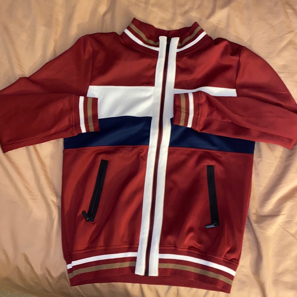 Medium burgundy zip up sweater